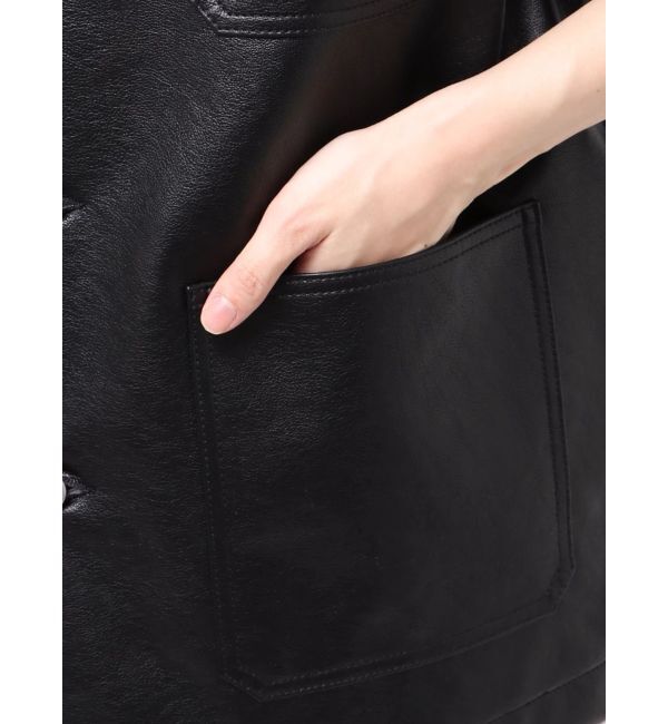 MERCURYDUO「【OUNNOUN】フェイクレザーカバーオール」|ブルゾン・スタジャン|