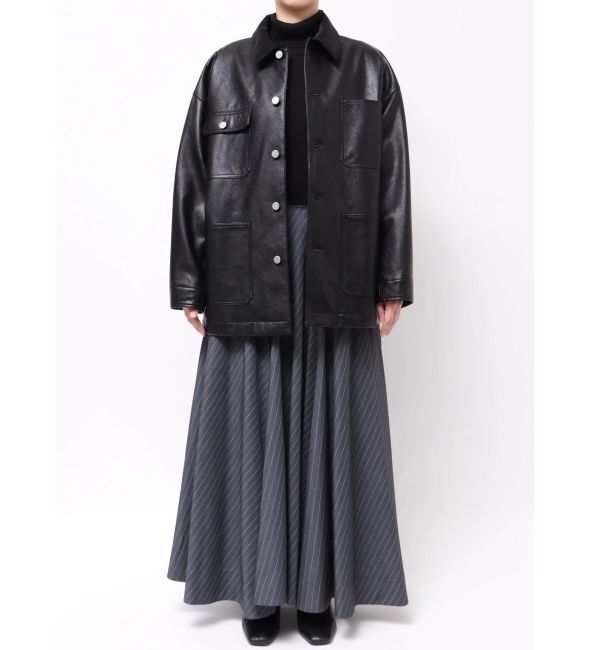 MERCURYDUO「【OUNNOUN】フェイクレザーカバーオール」|ブルゾン・スタジャン|
