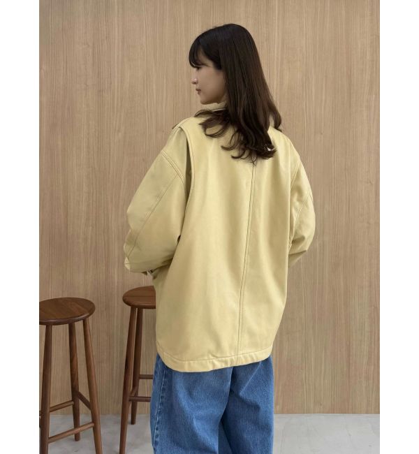 MERCURYDUO「【OUNNOUN】フェイクレザーカバーオール」|ブルゾン・スタジャン|