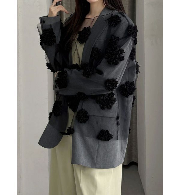 MERCURYDUO「【OUNNOUN】フラワーモチーフチュールTブラウス」|シャツ・ブラウス|
