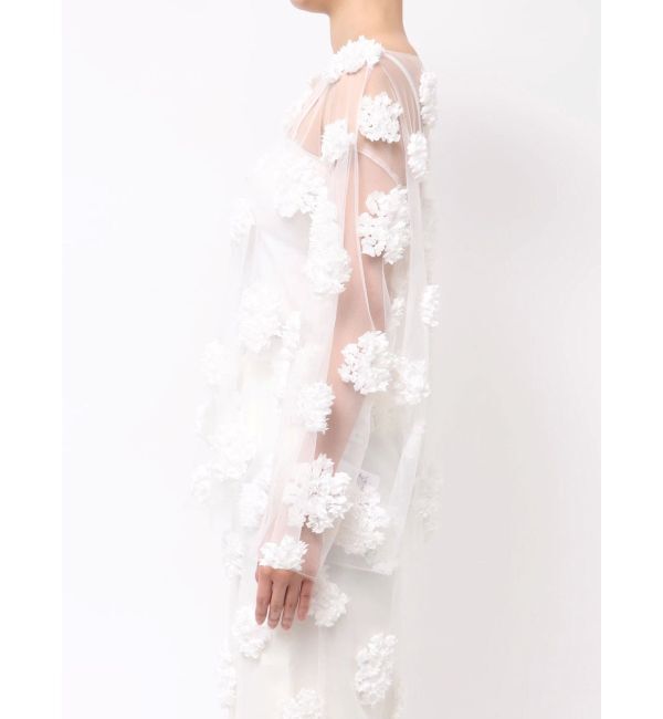 MERCURYDUO「【OUNNOUN】フラワーモチーフチュールTブラウス」|シャツ・ブラウス|