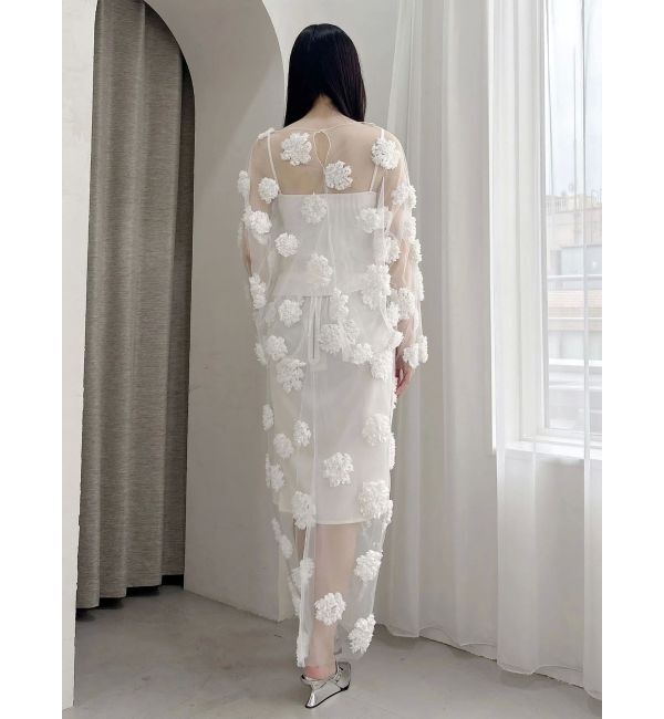 MERCURYDUO「【OUNNOUN】フラワーモチーフチュールTブラウス」|シャツ・ブラウス|