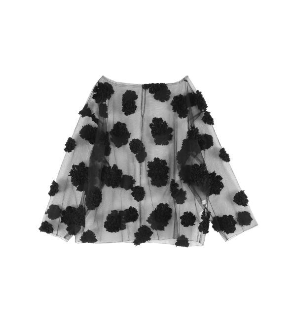 MERCURYDUO「【OUNNOUN】フラワーモチーフチュールTブラウス」|シャツ・ブラウス|