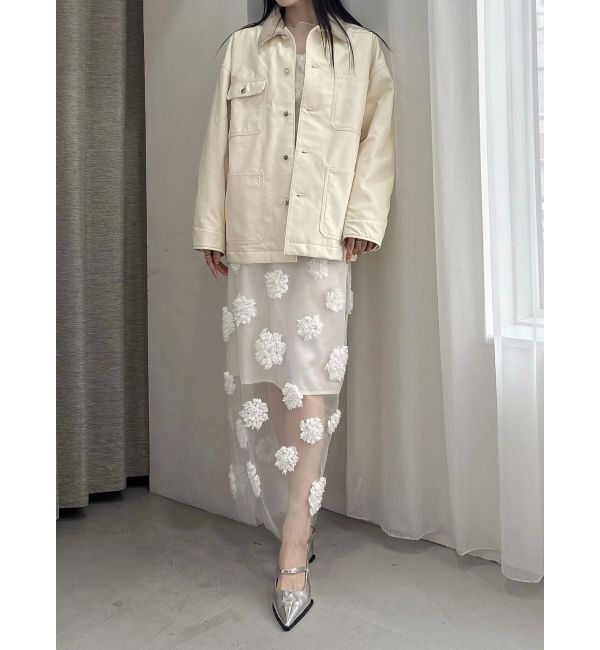 MERCURYDUO「【OUNNOUN】フラワーモチーフチュールTブラウス」|シャツ・ブラウス|