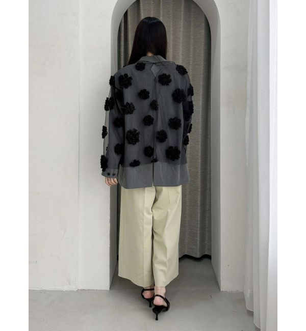 MERCURYDUO「【OUNNOUN】フラワーモチーフチュールTブラウス」|シャツ・ブラウス|
