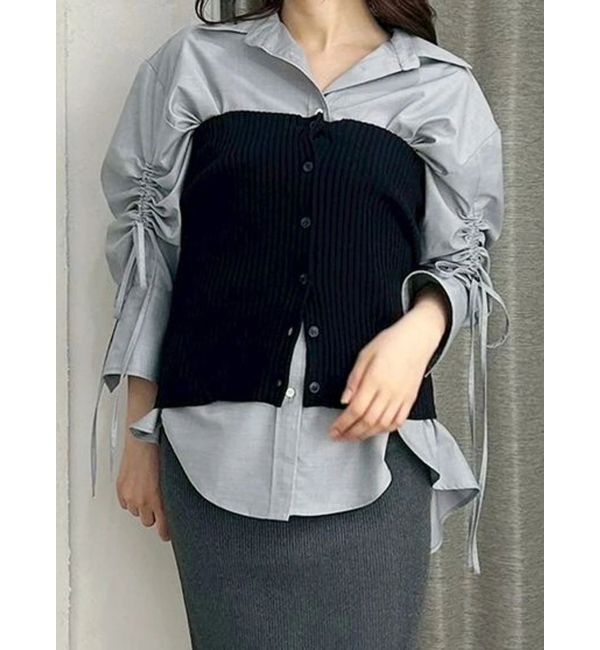 MERCURYDUO「【OUNNOUN】ドロストスリーブシャツ」|シャツ・ブラウス|ライトグレー