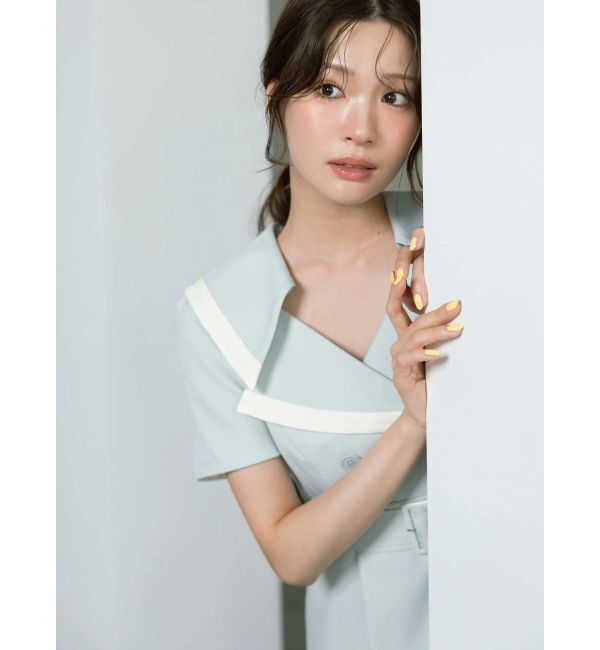 MERCURYDUO「バイカラーハーフスリーブトレンチフレアワンピース」|ワンピース|