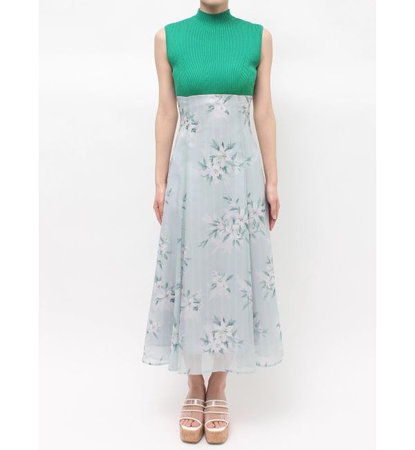 MERCURYDUO「花柄ドッキングバックレースアップワンピース」|ワンピース|