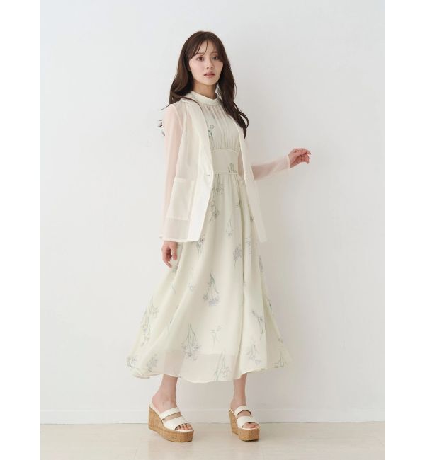 MERCURYDUO「花柄バックレースアップワンピース」|ワンピース|