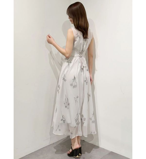 MERCURYDUO「花柄バックレースアップワンピース」|ワンピース|