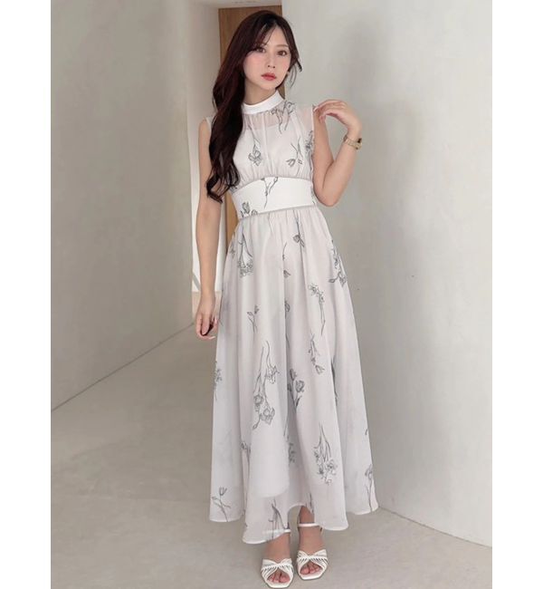 MERCURYDUO「花柄バックレースアップワンピース」|ワンピース|