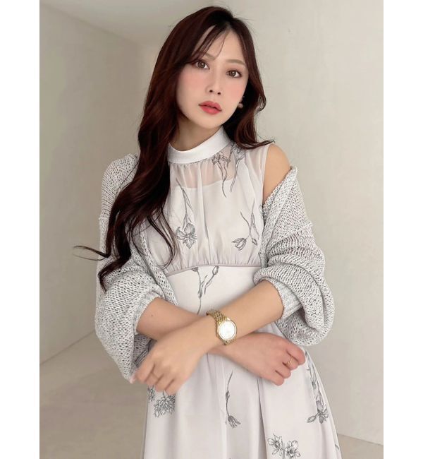 MERCURYDUO「花柄バックレースアップワンピース」|ワンピース|