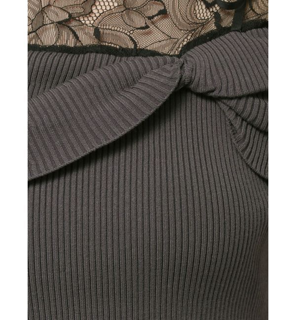 MERCURYDUO「レース切替オフショルハーフスリーブニットトップス」|ニット・セーター|