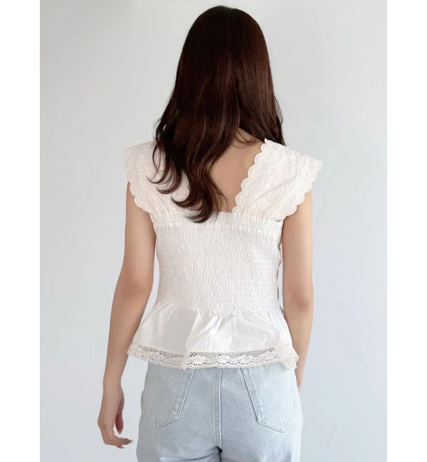 MERCURYDUO「コットンカットワーク刺繍ペプラムブラウス」|シャツ・ブラウス|