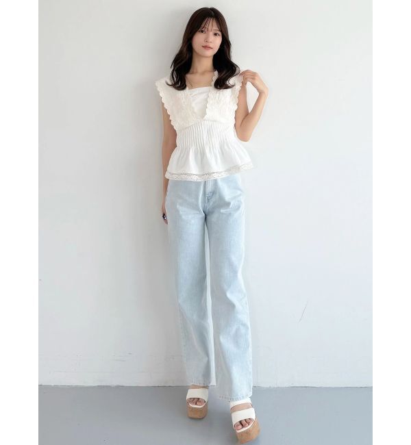 MERCURYDUO「コットンカットワーク刺繍ペプラムブラウス」|シャツ・ブラウス|