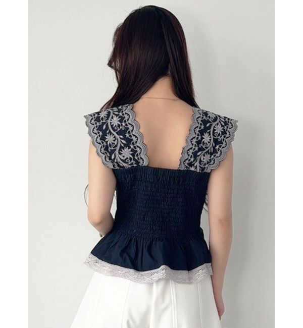 MERCURYDUO「コットンカットワーク刺繍ペプラムブラウス」|シャツ・ブラウス|