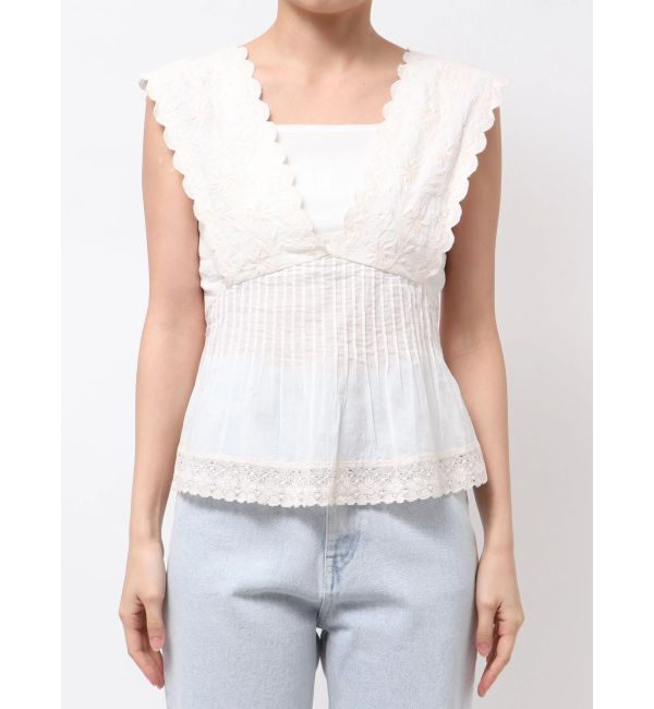 MERCURYDUO「コットンカットワーク刺繍ペプラムブラウス」|シャツ・ブラウス|
