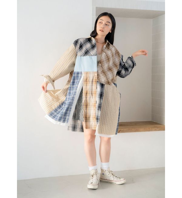 Ungrid「ビッグシルエットリメイクチェックシャツ」|シャツ・ブラウス|