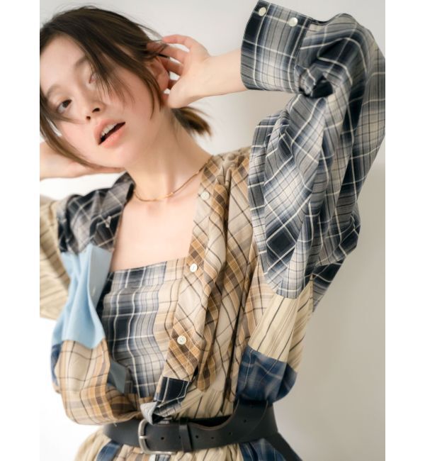 Ungrid「ビッグシルエットリメイクチェックシャツ」|シャツ・ブラウス|