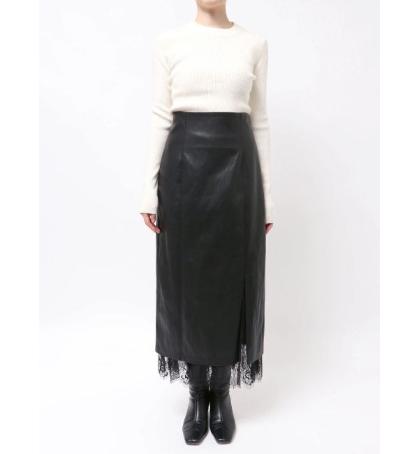 LAGUNAMOON「ヘムレースレイヤードハイウエストエコレザースカート」|スカート|