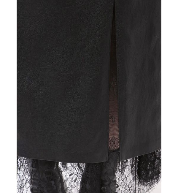 LAGUNAMOON「ヘムレースレイヤードハイウエストエコレザースカート」|スカート|
