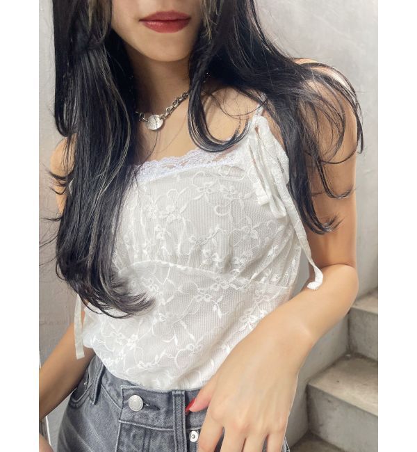 EVRIS「リボンキャミレースチュニック」|キャミソール|