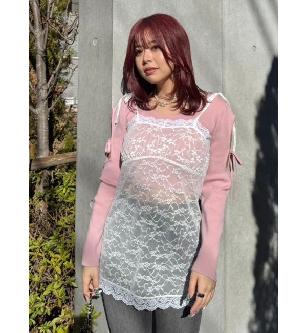 EVRIS「リボンキャミレースチュニック」|キャミソール|