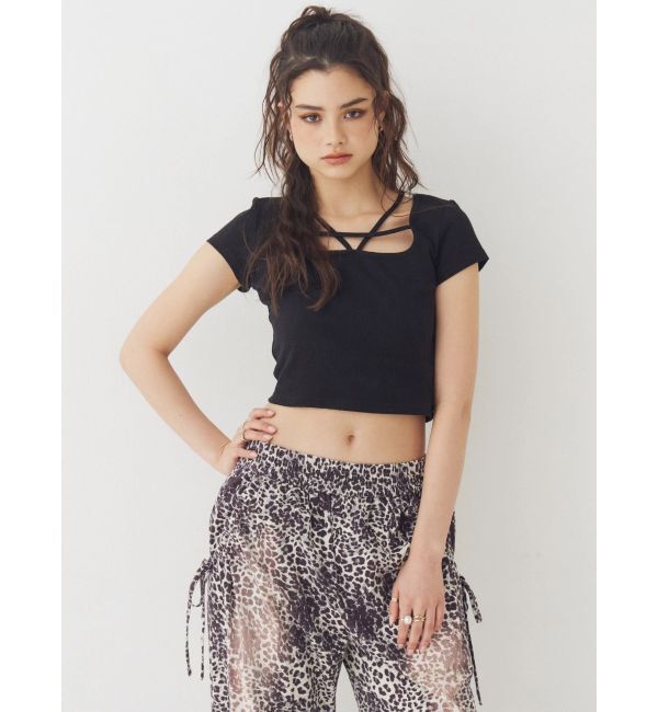 EVRIS「デコルテデザインショートトップス」|Tシャツ・カットソー|