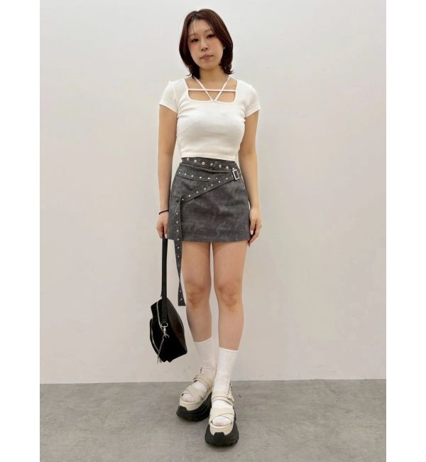 EVRIS「デコルテデザインショートトップス」|Tシャツ・カットソー|