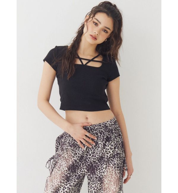 EVRIS「デコルテデザインショートトップス」|Tシャツ・カットソー|