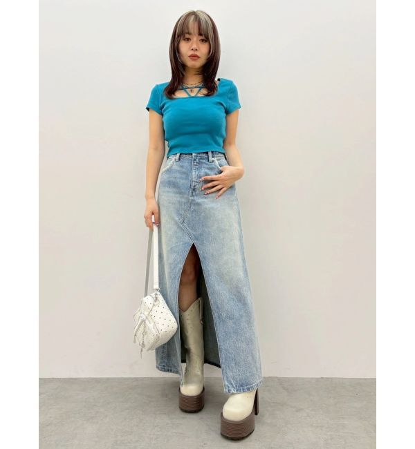 EVRIS「デコルテデザインショートトップス」|Tシャツ・カットソー|