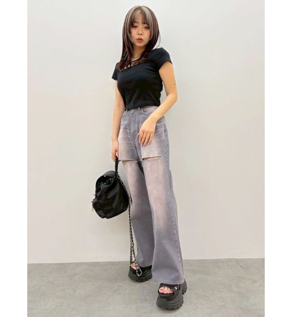 EVRIS「デコルテデザインショートトップス」|Tシャツ・カットソー|