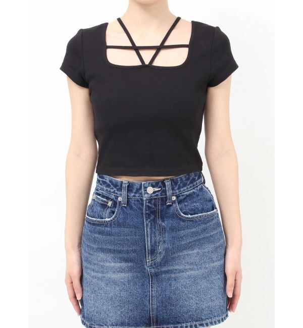 EVRIS「デコルテデザインショートトップス」|Tシャツ・カットソー|