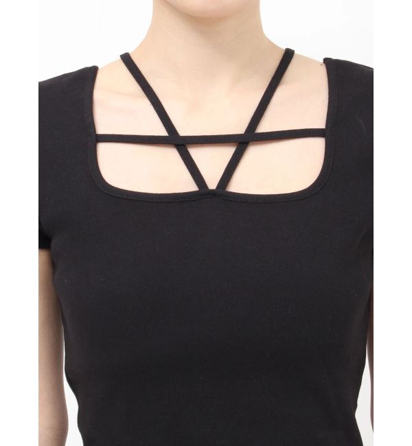 EVRIS「デコルテデザインショートトップス」|Tシャツ・カットソー|