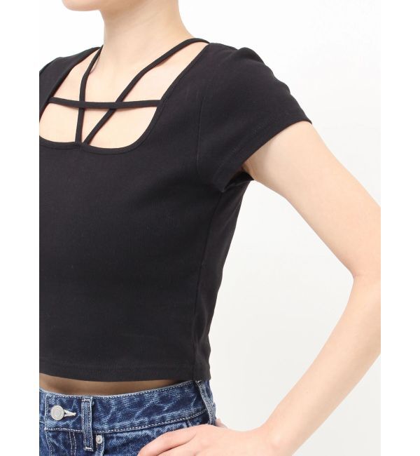 EVRIS「デコルテデザインショートトップス」|Tシャツ・カットソー|