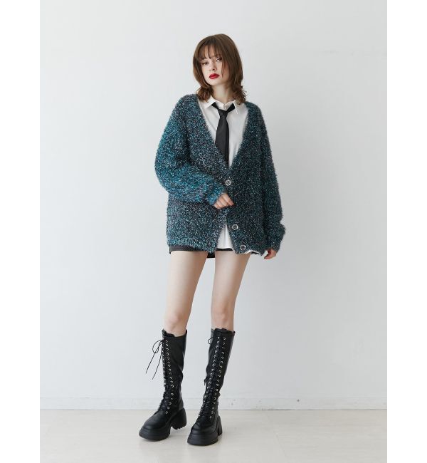 jouetie「ラメシャギーVネックカーデ」|カーディガン|