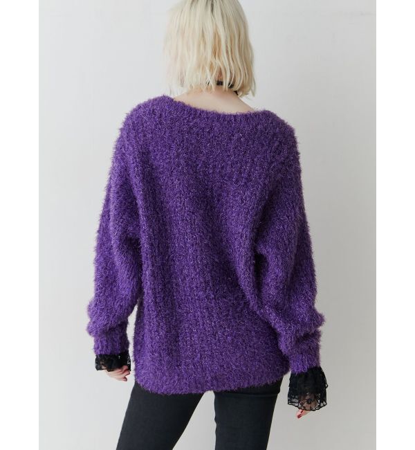 jouetie「ラメシャギーVネックカーデ」|カーディガン|