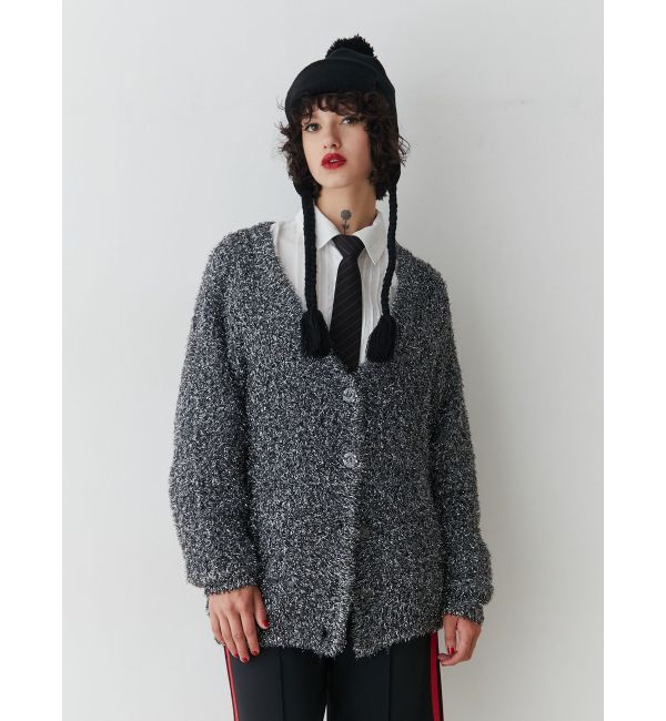 jouetie「ラメシャギーVネックカーデ」|カーディガン|