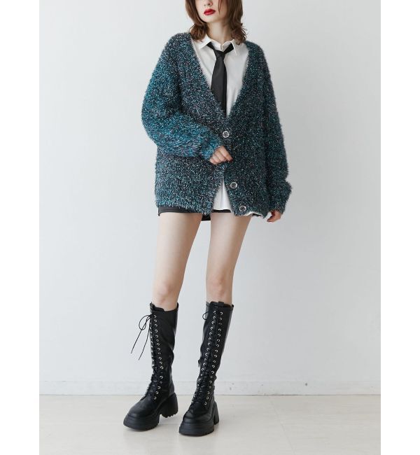 jouetie「ラメシャギーVネックカーデ」|カーディガン|