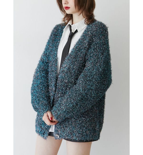 jouetie「ラメシャギーVネックカーデ」|カーディガン|