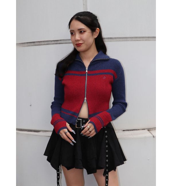 jouetie「ラインハイネックジップカーデ」|カーディガン|