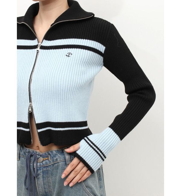 jouetie「ラインハイネックジップカーデ」|カーディガン|