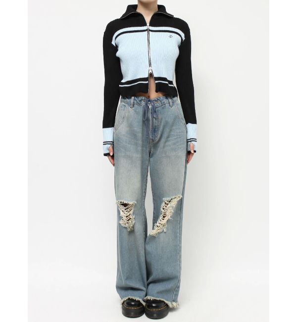 jouetie「ラインハイネックジップカーデ」|カーディガン|