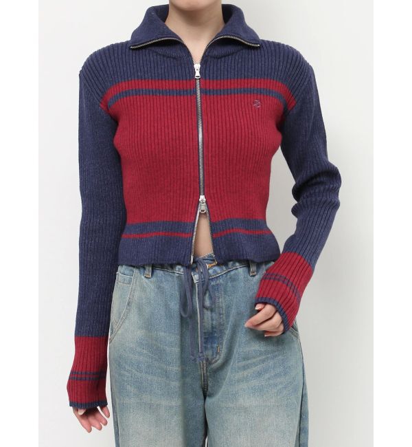 jouetie「ラインハイネックジップカーデ」|カーディガン|