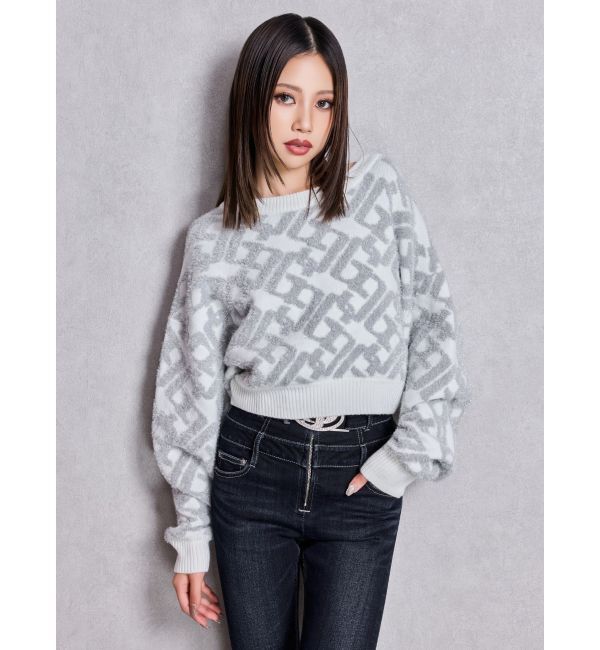 GYDA「GGチェーンロゴラメニットトップス」|ニット・セーター|