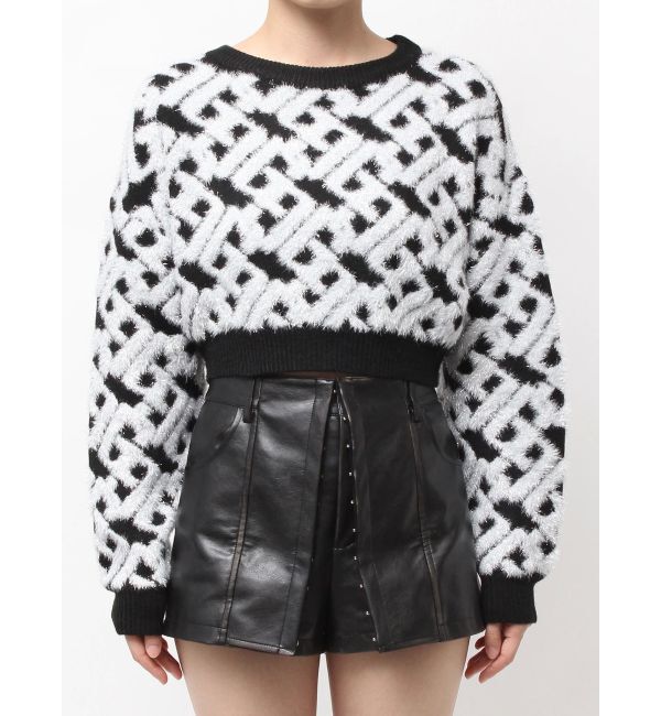 GYDA「GGチェーンロゴラメニットトップス」|ニット・セーター|