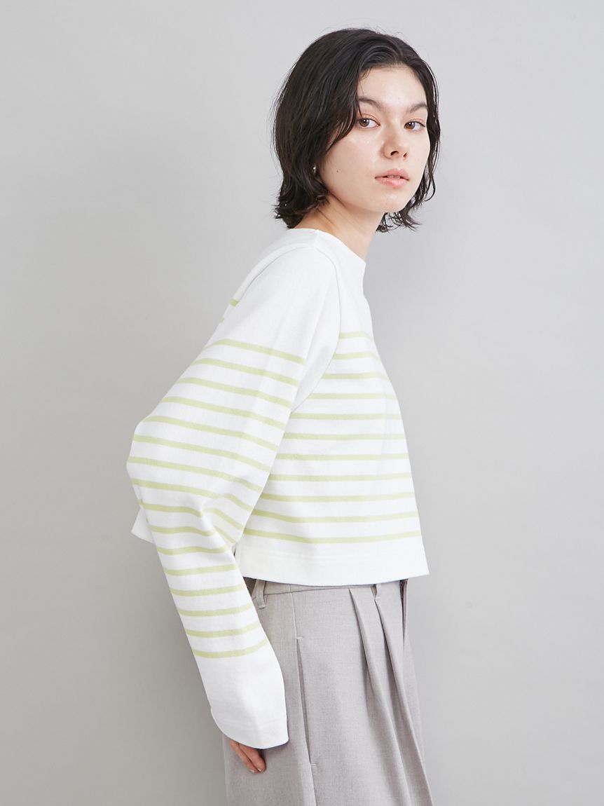 Mila Owen「ボートネック短丈パネルボーダー」|Tシャツ・カットソー|