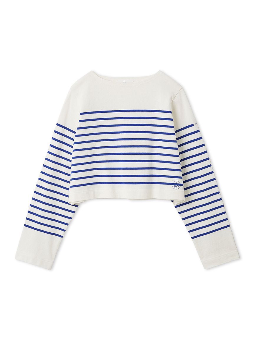 Mila Owen「ボートネック短丈パネルボーダー」|Tシャツ・カットソー|BLU