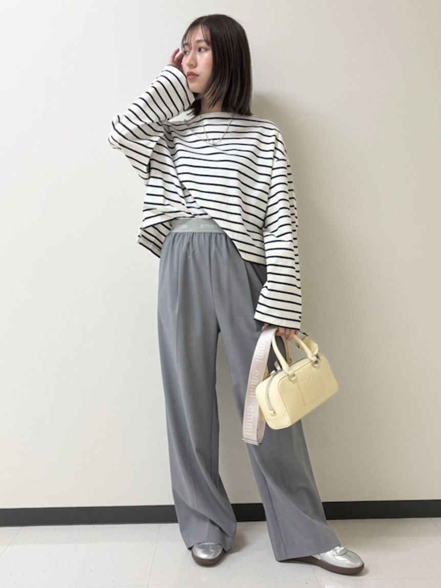 emmi atelier「【10th】emmiロゴジャガードゴムタックパンツ」|チノ|GRY