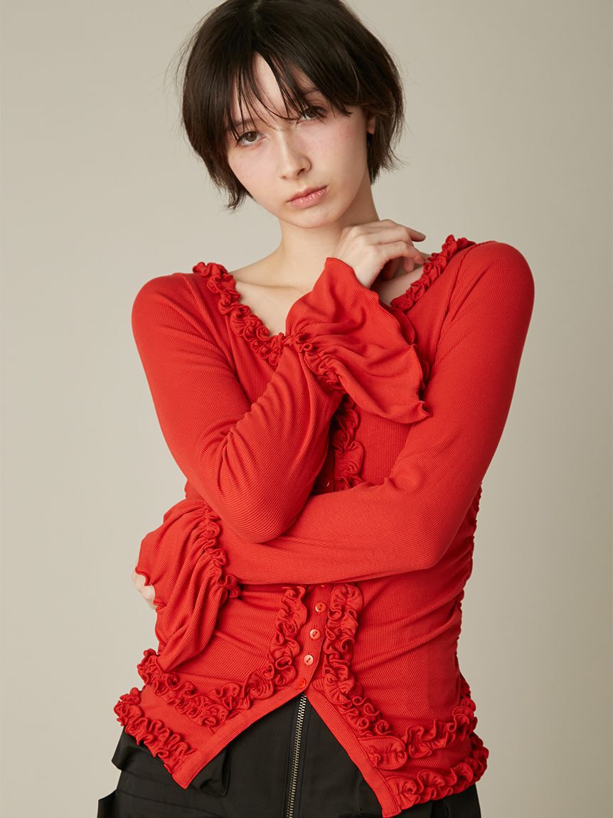 FURFUR「【WEB限定カラー】フリルカーディガン」|カーディガン|